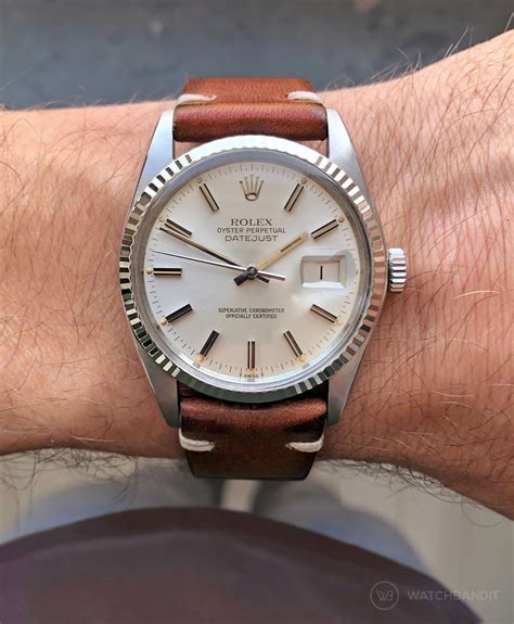 rolex datejust 1971 on leather strap|vintage rolex datejust leather strap.